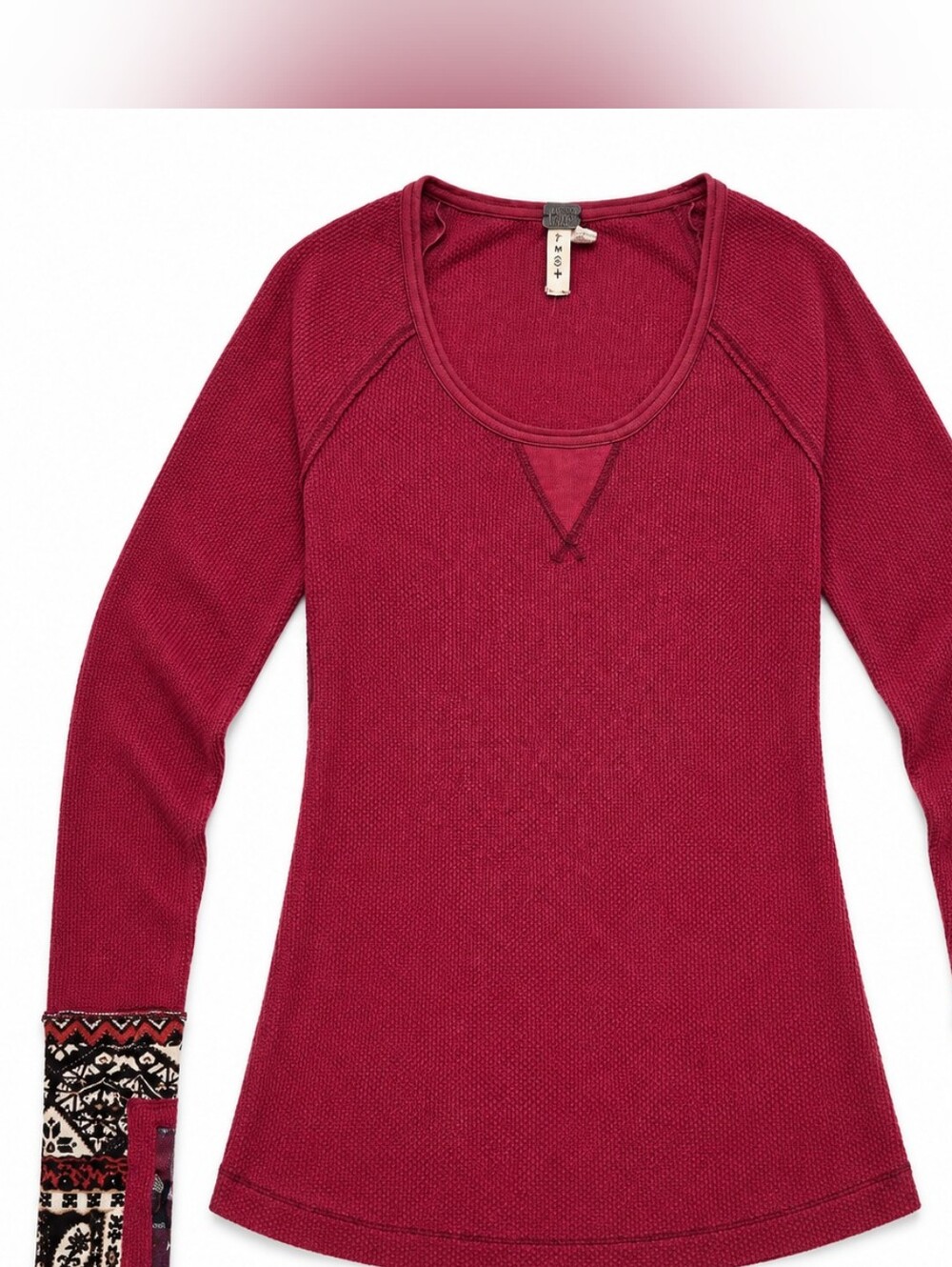 Free People Long-Sleeve Scoop Neck Thermal Top - Berry